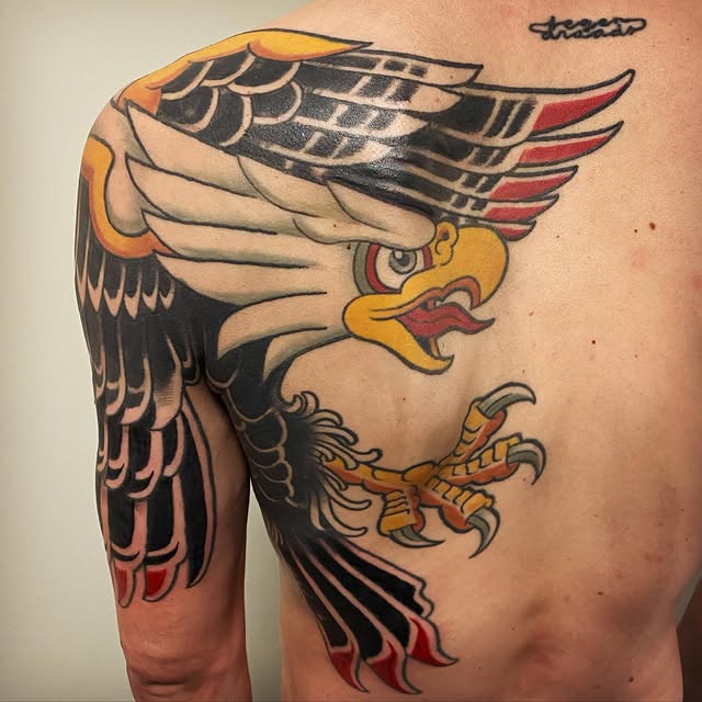 Detail van een blackwork tattoo